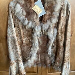 JACKSON  hole furs Brown Faux Fur Jacket new